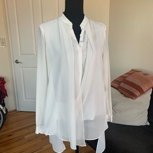 ALL SAINTS Asymmetric White Two-Layer Blouse
